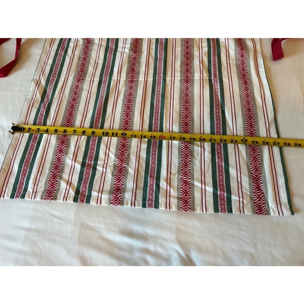 Williams Sonoma Red‎ Green Striped Cotton Kitchen Apron Holiday Christmas 27x36